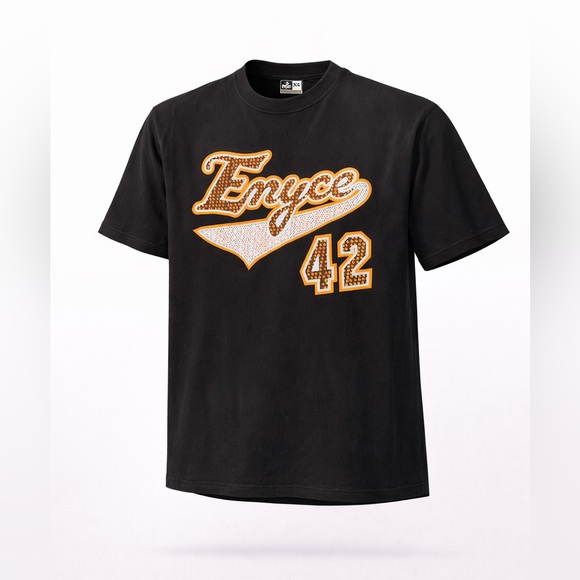 Enyce Other - Vintage 90s Enyce Men’s Black Graphic T-shirt Sz 3XL Light Blue/Orange